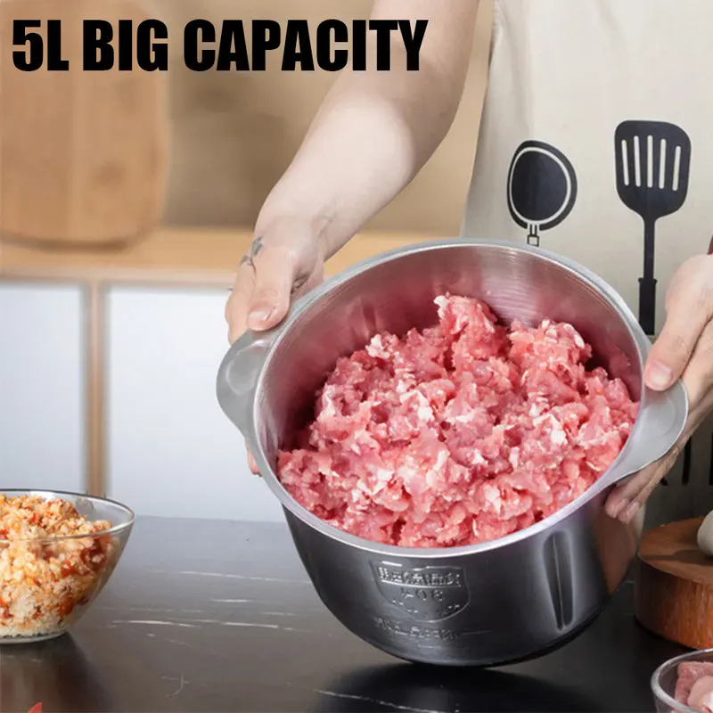 5L Electric Meat Grinder Mincer Mixer Home Blender Food Chopper Processor Blade 5