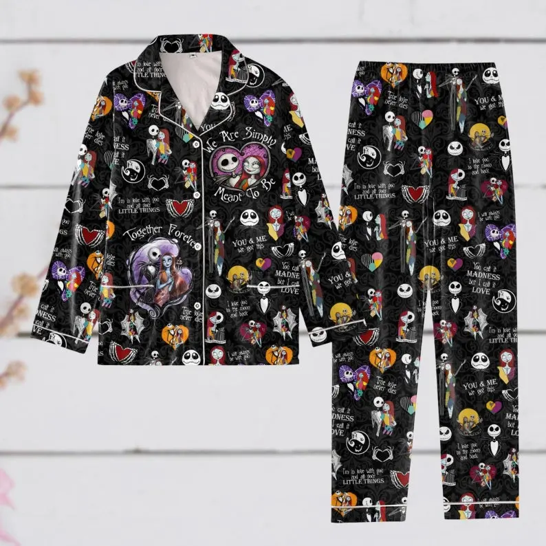 Jack And Sally Pyjamas, Nightmare Before Pyjamas Set, Oogie Boogie Bash Shirt, Spooky Season Holiday Pjs, Movie Gift 3