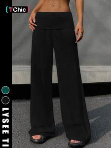 Women's Solid Color Wide Leg Pants, Casual Comfy High Stretch Straight Leg Trousers for Daily Wear, Ladies Bottoms for All Seasons