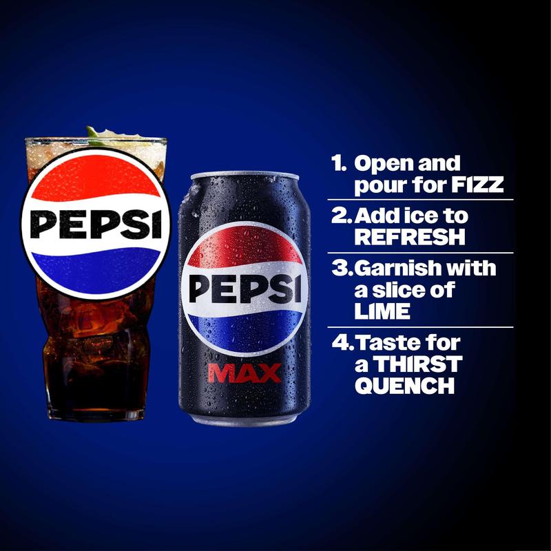 Pepsi Max No Sugar Cola Cans 24 x 330ml Beverage Taffy Sweet Traditional Drink 2