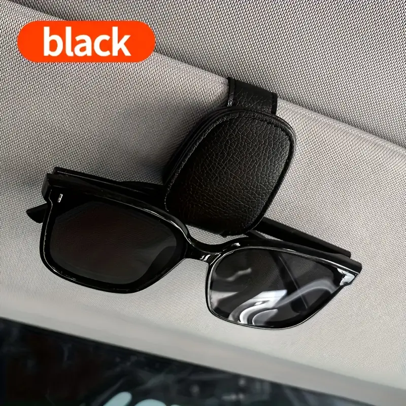 Sunglasses Holders for Car Visor,Car Magnetic Glasses Holder Leather Sunglasses Clip and Ticket Card Clip Suitable for Car Interior Visor and Different Size Eyeglasses, Auto Eyeglasses Holder, Vehicle Interior Accessories, Eyewear Storage Bracket. (Black) 0