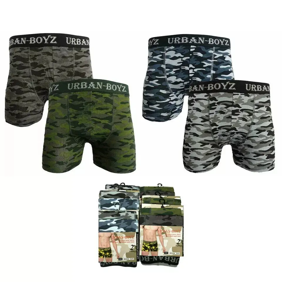 Pack of 1-12 Cotton Rich Men's Boxer Shorts Trunks - Comfort Fit Lightweight, Breathable & Stylish Bold Print, Soft & Comfy Fit  Everyday Fit, All-Day Comfort Camouflage Men’s Underwear – Stand Out & Stay Comfortable