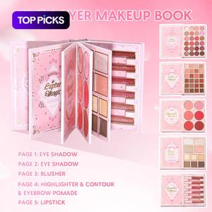Makeup set magic book, including multi-color eye shadow, lip gloss, powder blusher, highlight, a complete set of makeup magic book, an ideal gift for women in holiday gatherings. Makeup Kit Set