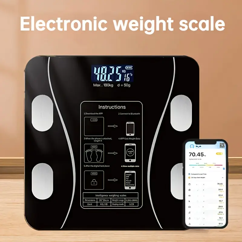 1 Smart Weight Scale with Wireless, Battery Powered Wireless Weighing Scale, Including AAA Non Rechargeable Battery, for Home And Office Use, Holiday Gift 5