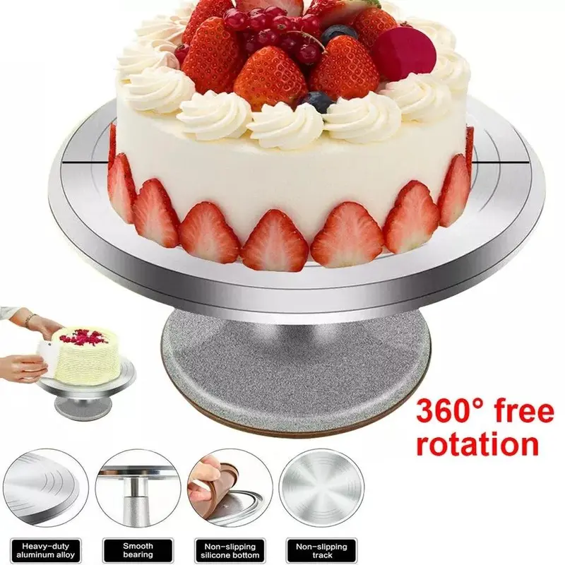 Cake Turntable 12'' Aluminum Cake Revolving Stand Holder Cake Baking Decor Tool Bakeware Utensils 0