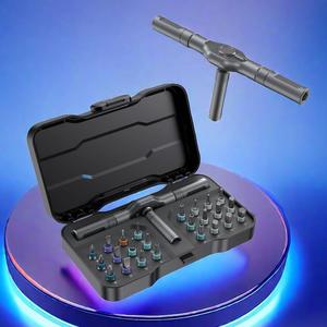 24 in 1 Magnetic Screwdriver Set, Precision Screwdriver Set, Household Repair Tool Kit with Detachable T-shaped Ratchet Handle, Suitable for Furniture Bicycle Computer Electronic Maintenance, Hardware