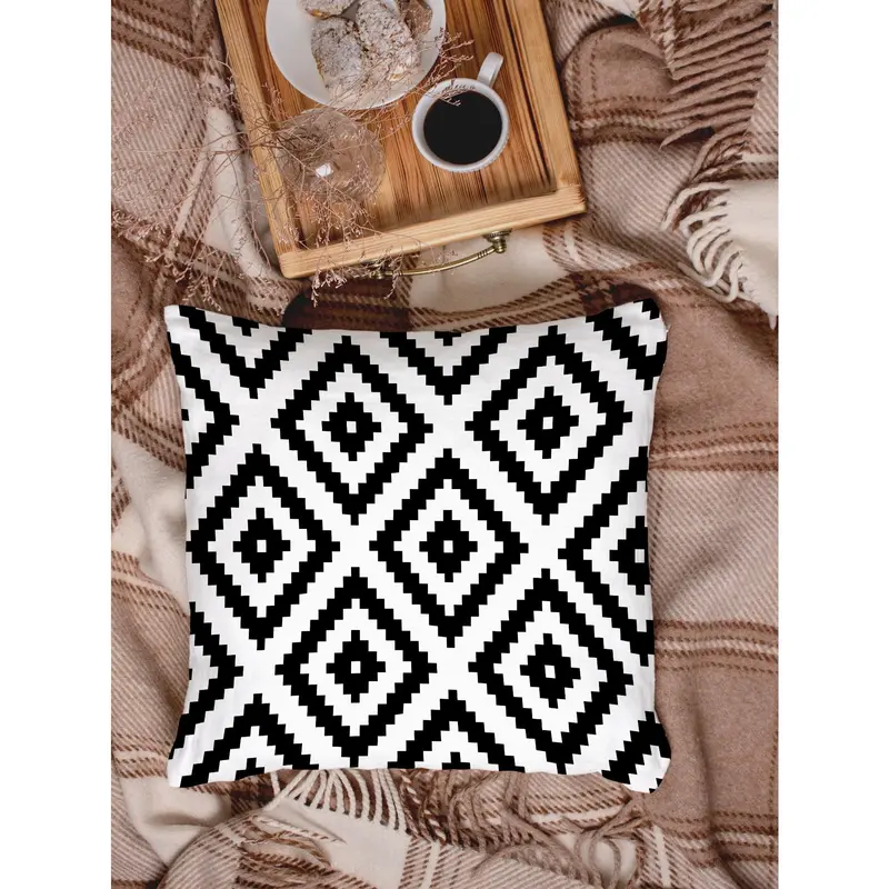 1pc Geometric Print Cushion Cover, Modern Throw Pillow Case, Pillow Insert Not Include, For Sofa, Home Decor 1