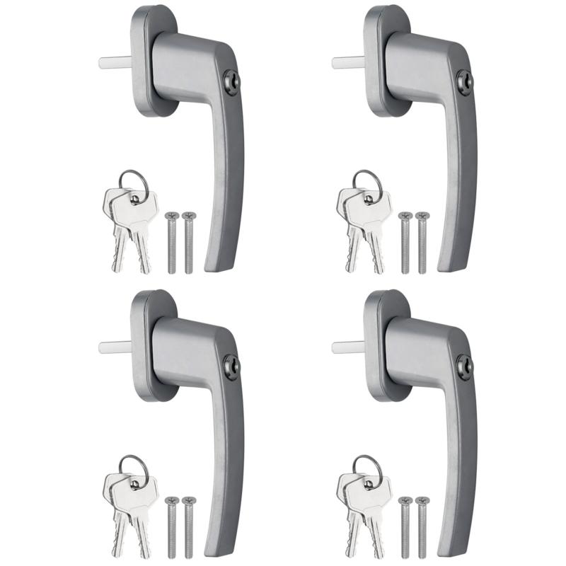 Product Introduction of 4Pcs Window Handle Key Locking Silver Universal Aluminum Double Glazing Fitting 17