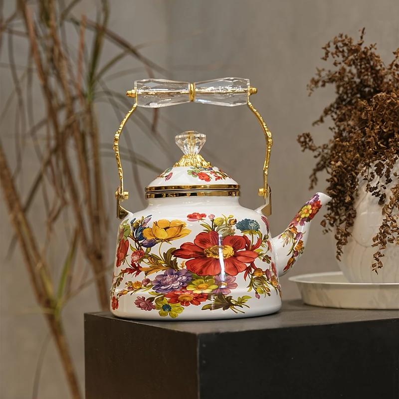 Enamel Floral Teapot 2.5L  - Kings Kitchenware - Suitable For All Stoves Tops 0