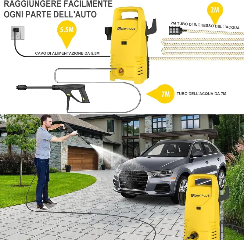 Home& Garden High Pressure Washer,3-IN-1 Power Jet Nozzle,High Power Portable Electric Jet Washer for Patio Car Driveway &Garden 5000W Electric High Pressure Washer 350Bar/5000PSI Power Jet Wash Patio Car with flow rate of 5L/min Electric Pressure Washer 4
