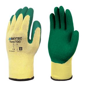 SKYTEC Tons Green Flexible Latex Grip Work Gloves