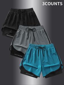 Men's Solid Color Drawstring Waist Gym Shorts, Regular Fit Casual Comfy Breathable Shorts for Summer, Men's Bottoms for Daily Wear