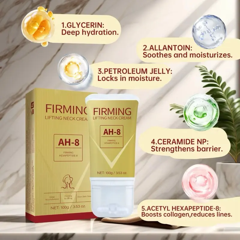 Neck & Chin Tightening Cream with Cooling Roller - Lift, Firm & Reduce Wrinkles Fast - Smooth, Body Care 1