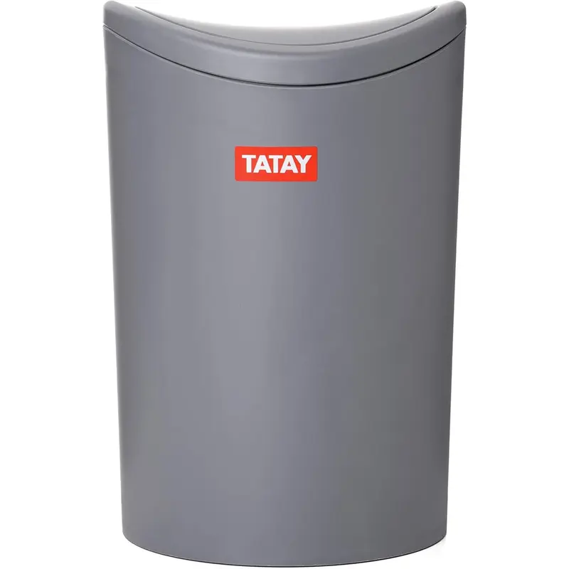Bathroom Bin with Tilting Lid, 6L Capacity, made of Polypropylene, BPA Free, Color Gray, Measures 19 x 19 x 19 x 28 cm Black 2