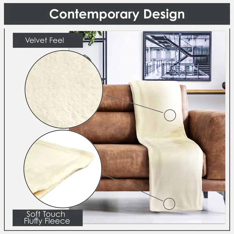 Snug Flannel Fleece Blanket 79 x 95 Cream 2