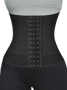 Women's Solid Tummy Control Waist Trainer, Hook and Eye Closure High Waist Body Shaper, Women's Shapewear Clothing for Postpartum Recovery