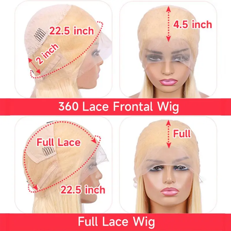 Blonde 360 Lace Front Wig Human Hiar Pre Plucked 613 Blonde Color Full Lace Wigs 100% Human Hair Brazilian Body Wave Frontal Wig 5