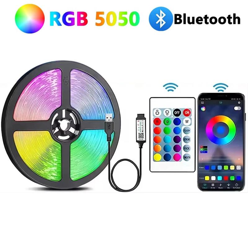 Product Introduction of Led Strip Lights Bluetooth Control RGB LED Lights 5M for TV USB 5V Led Tape for TV Backlight Room Party Decoration Party Wedding 5