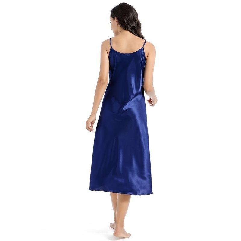 2025 new style medium long slim sexy big V-neck strap soft smooth thin twist color Ding silk nightdress 1
