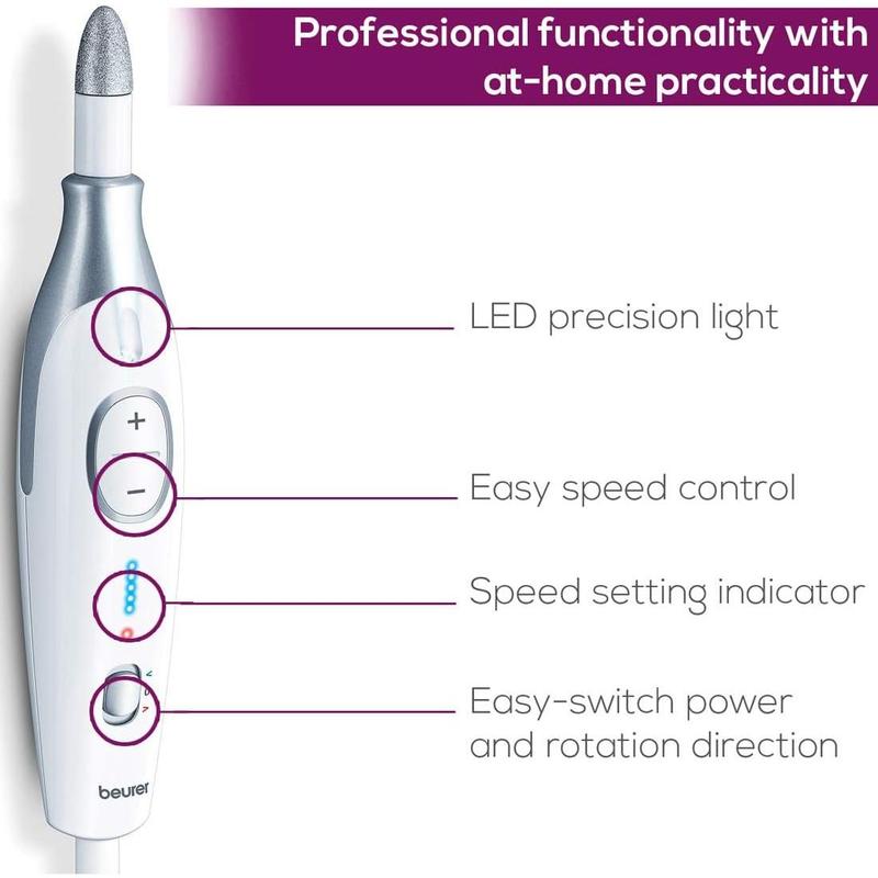 Beurer Professional Manicure Pedicure Kit | Salon-Quality Tools for Home & Nail Techs | Medical-Grade Stainless Steel, Gel/Acrylic Safe, 10-Piece Set with Storage Case 3
