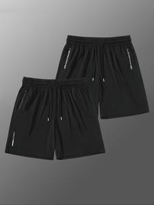 Men's Letter Print Drawstring Waist Shorts, Casual Loose Straight Leg Shorts for Summer, Breathable Men's Bottoms for Daily Wear