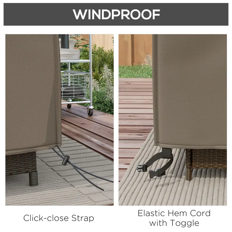 Outsunny Large Square Patio Garden Furniture Set Cover 600D Oxford Waterproof, 230 x 230 x 70cm, Grey 4