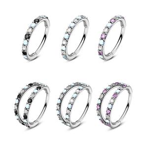 Oufer 20G Alternating Opal and CZ Nose Ring 316L Stainless Steel Nose Hoop