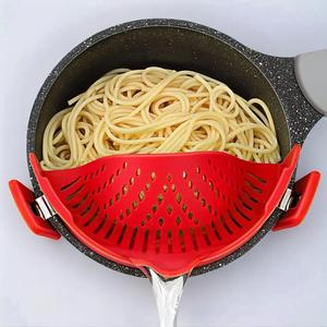 1 Piece Silicone Pot Filter Pasta Strainer with Adjustable Clips, Fruit Vegetable Food Strainer Kitchen Drain Sifter, Kitchen Accessories, Strainer Utensils
