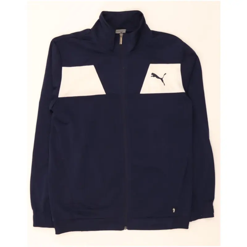 Pre-Owned Vintage PUMA Mens Tracksuit Top Jacket Medium Navy Blue Colourblock Polyester 0