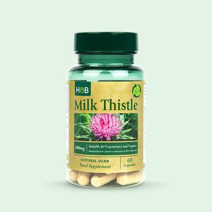 Holland & Barrett Milk Thistle 100mg – 60 Capsules | Herbal Food Supplement for Liver Support | Natural Source of Silybum Marianum | Vegan & Vegetarian Friendly