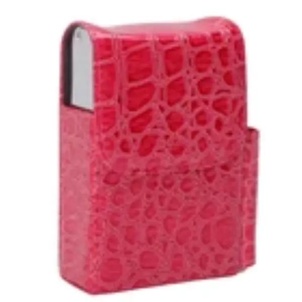 Cigarette Box Stone Pattern Cigarette Case Crocodile Pattern Business(Rose Red)