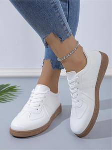 Women's Fashionable Lace Up Low Top Thick Soft Soled Sneakers, Trendy Walking Stylish Round Toe Sneakers, Casual Comfortable Sports Shoes for Daily Wear, Perfect for Outdoor Activities and Sports
