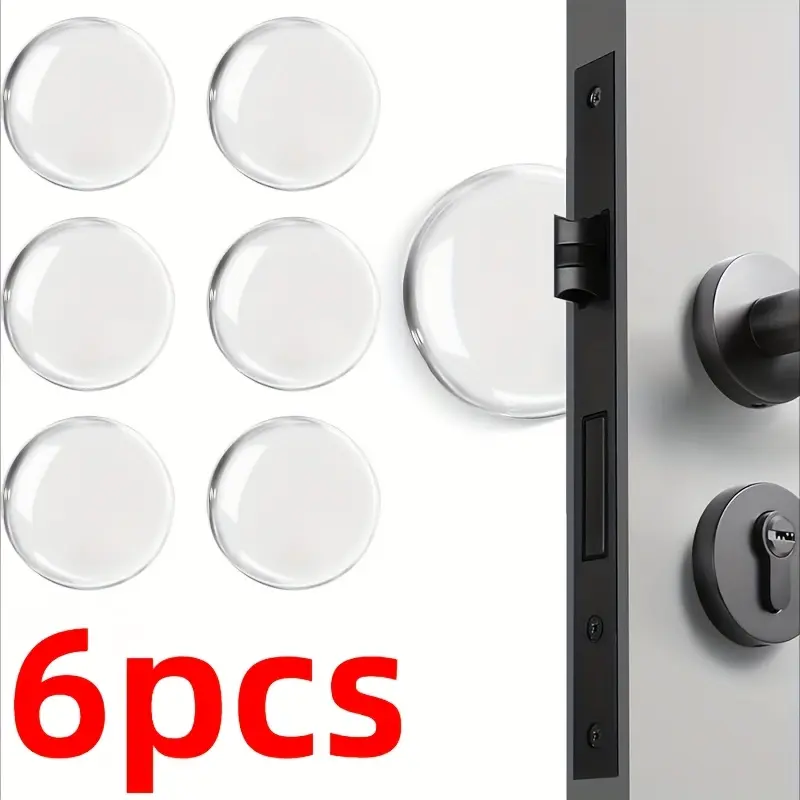 Clear 6pcs Shock-Absorbing Door Stop Wall Protectors - Noise-Reducing, Easy Install, Reusable for Home & Office 2