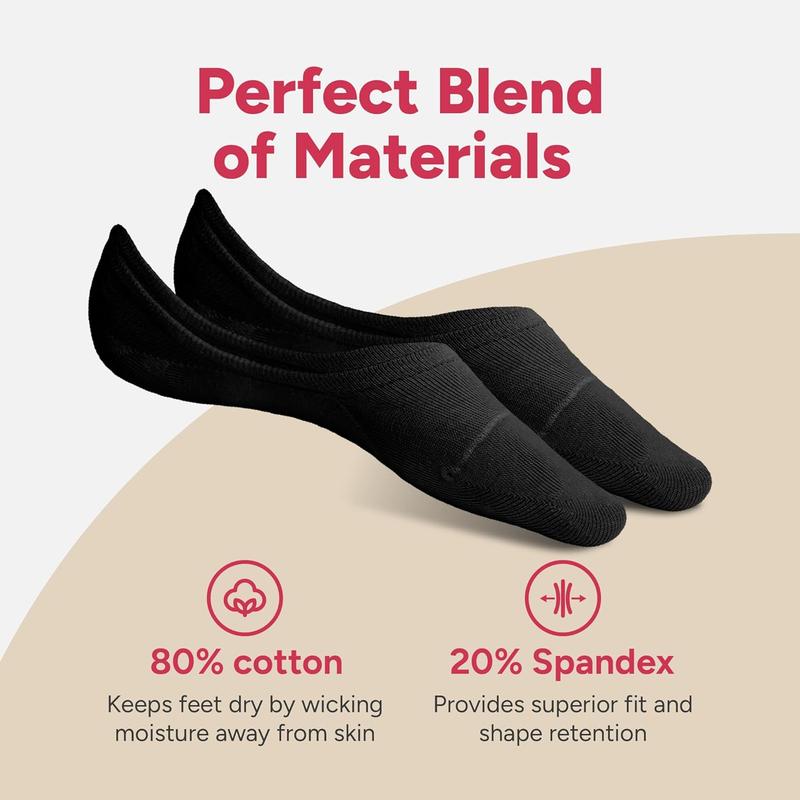 Eedor Women's 3/6/8 Pairs Thin No Show Socks Non Slip Flat Boat Line, 3 Pairs (6 Socks)_black, Large 2