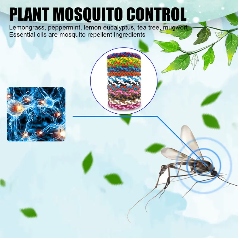 Mosquito Repellent Bracelet 12 Pack, Adjustable Leather Deet-Free Bands 1