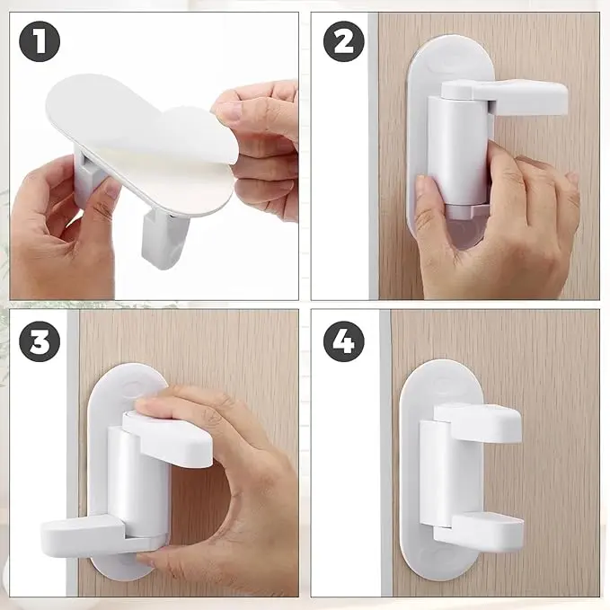 Childproof Door Lever Lock, Baby Safety Door Handle Lock , Punch Free Home Protection Lock, Safety Locks & Straps, Valentine's Day Gift 4