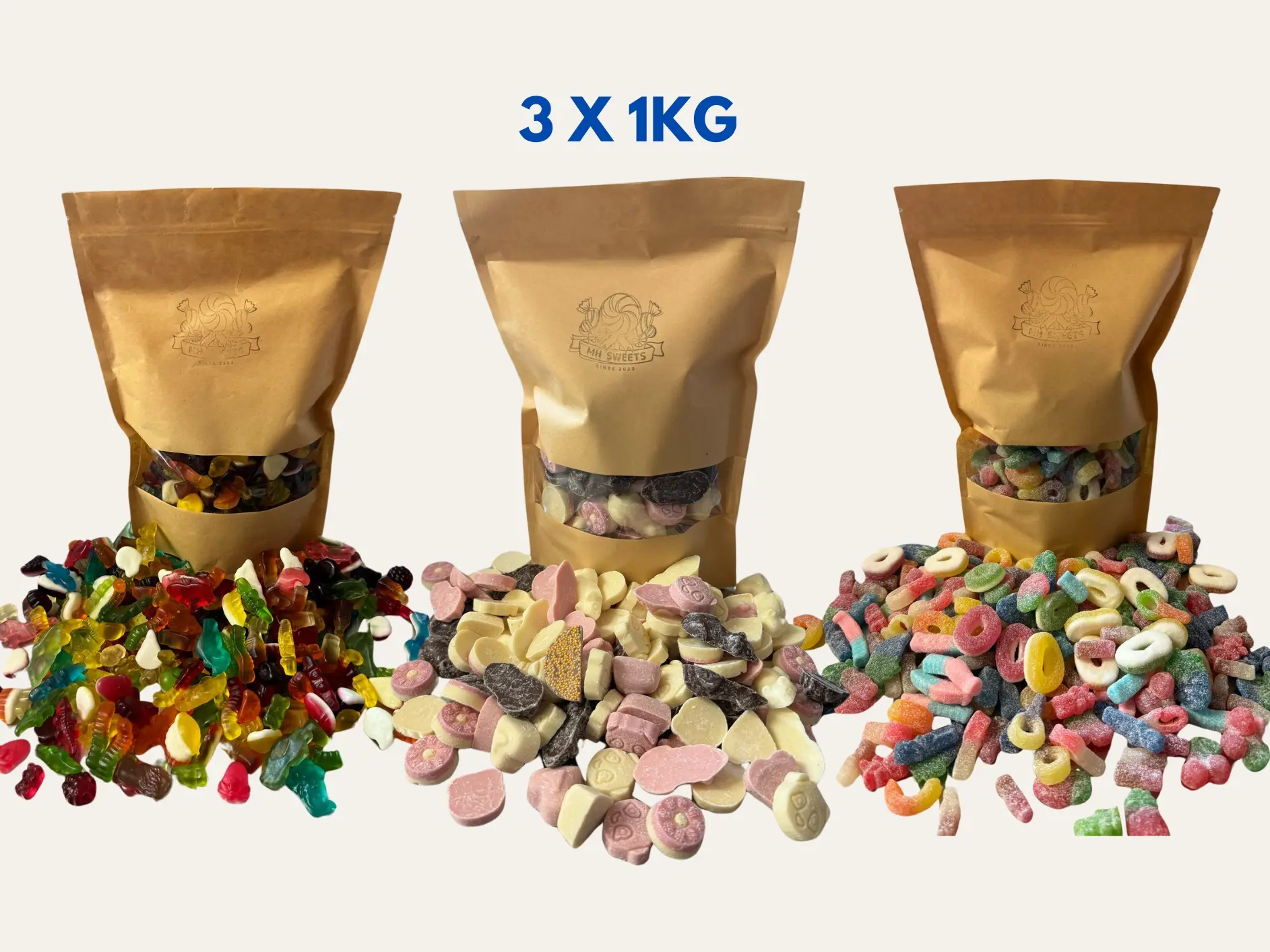 MH’s NEW 3KG MEGA MIX - 3 X 1KG POUCHES OF YOUR CHOICE Sweets Candy NEW