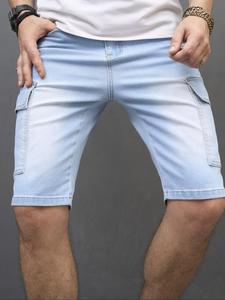 Men's Regular Fit Solid Color Denim Shorts, Casual Comfy Slant Pocket Shorts for Daily Wear, Fashion Men's Bottoms for All Seasons, Cotton