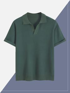 Men's Solid Color Polo Shirt, Regular Fit Casual Breathable Short Sleeve Collared Top for Summer, Fashion Men's Clothes for Daily Wear, Tropical