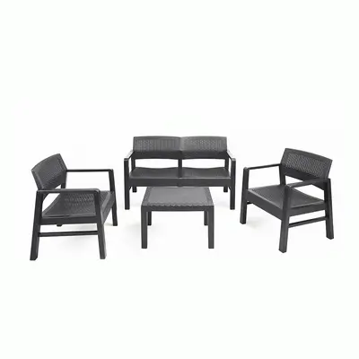Rattan Effect Garden Furniture Sofa Arm Chair without Cushions & Side Table 4