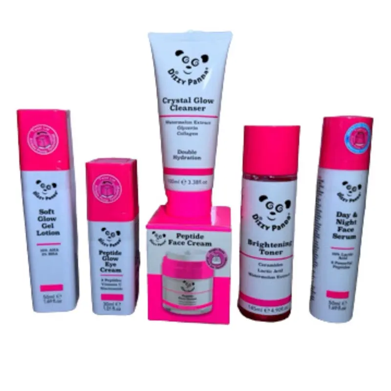 Dizzy Panda Crystal Glow Full Set - Cleanser, Eye Cream, Gel Lotion, Toner, Face Serum, Face Cream - Skincare, Facial Comfort