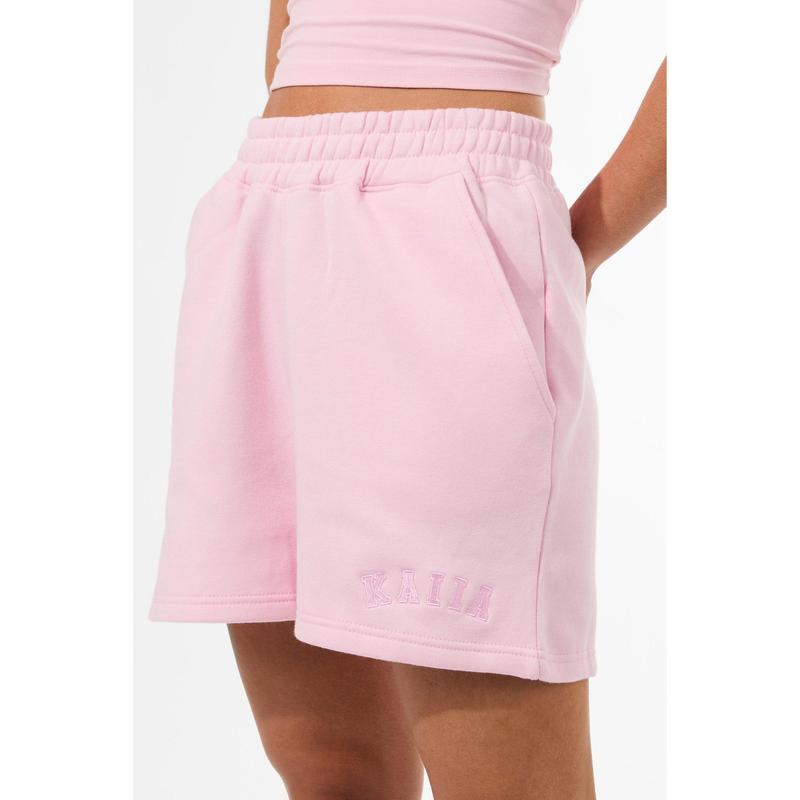 Kaiia Logo Sweat Shorts Baby Pink 1