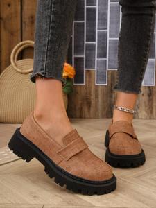 Women's Fashionable Solid Color Buckle Decorated Loafers, Casual Comfortable Platform Shoes for Daily Wear, Female All-match Round Toe Shoes for Daily Wear