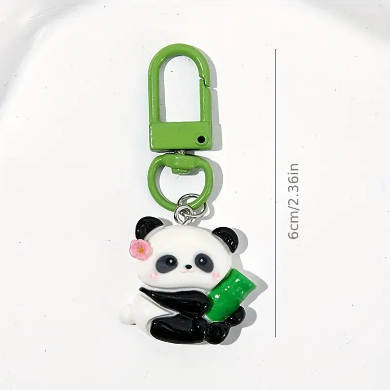 [Gifts]1pc Adorable Panda Keychain - Cute Cartoon Resin & Metal Charm with Green, Perfect for Bags & Backpacks - Ideal Gift for Students & Couples, Student Bag Decor|Playful Accessory|Resin Pendant
