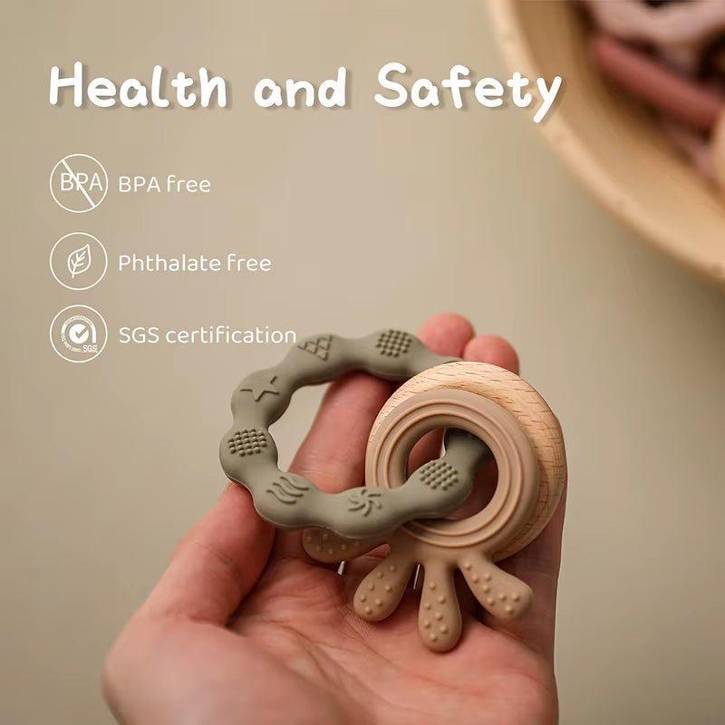 Teether Pendant Bracelet | Natural Wood Ring | Silicone Bracelet 3
