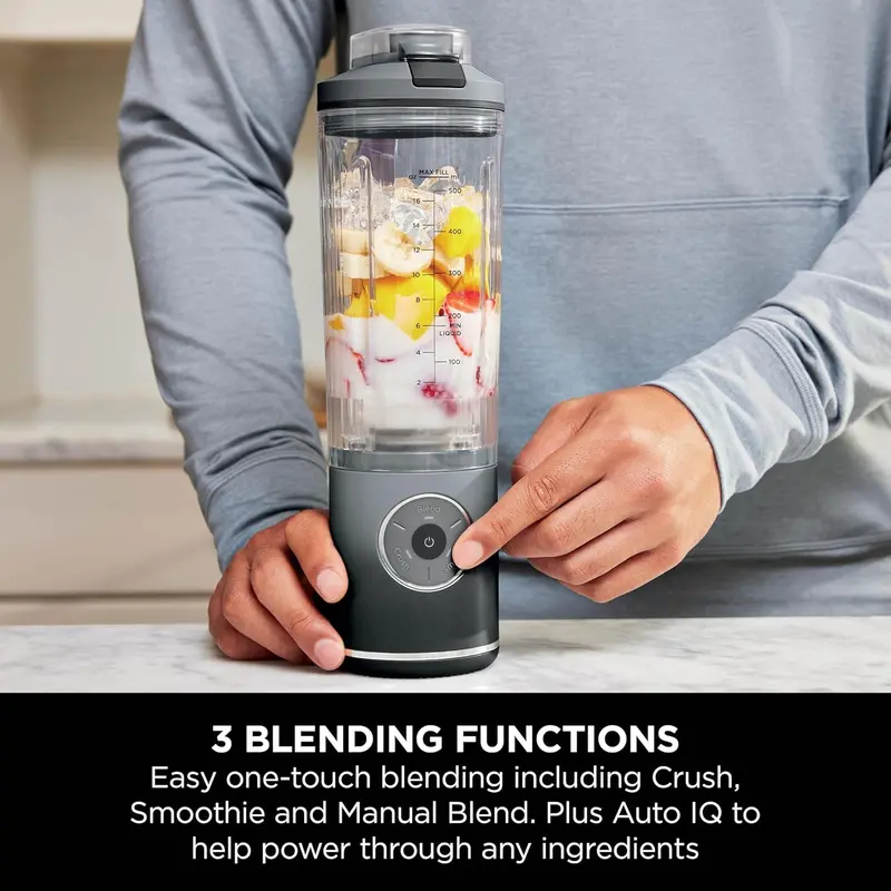 Blast Max Portable Blender, 570ml, Rechargeable Battery, Blending Cup & Leak-proof Lid, 3x Blend Functions, Makes Smoothies, Protein Shakes, Blends Ice & Frozen Fruit, Cool Grey BC251UKGY 3