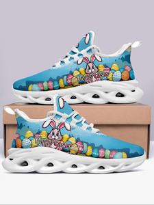 Men's Easter Themed Rabbit & Egg Print Sneakers, Casual Comfortable Sports Running Shoes, Trendy All-match Sneakers for Daily Wear, Closed