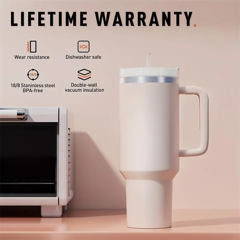 【2025】1200ML 304 Stainless Steel Insulated Water Bottle,Thermal Coffee Car Cup, Cold Hot Mugs Vacuum Flask With Handle Straw,For Sport 6