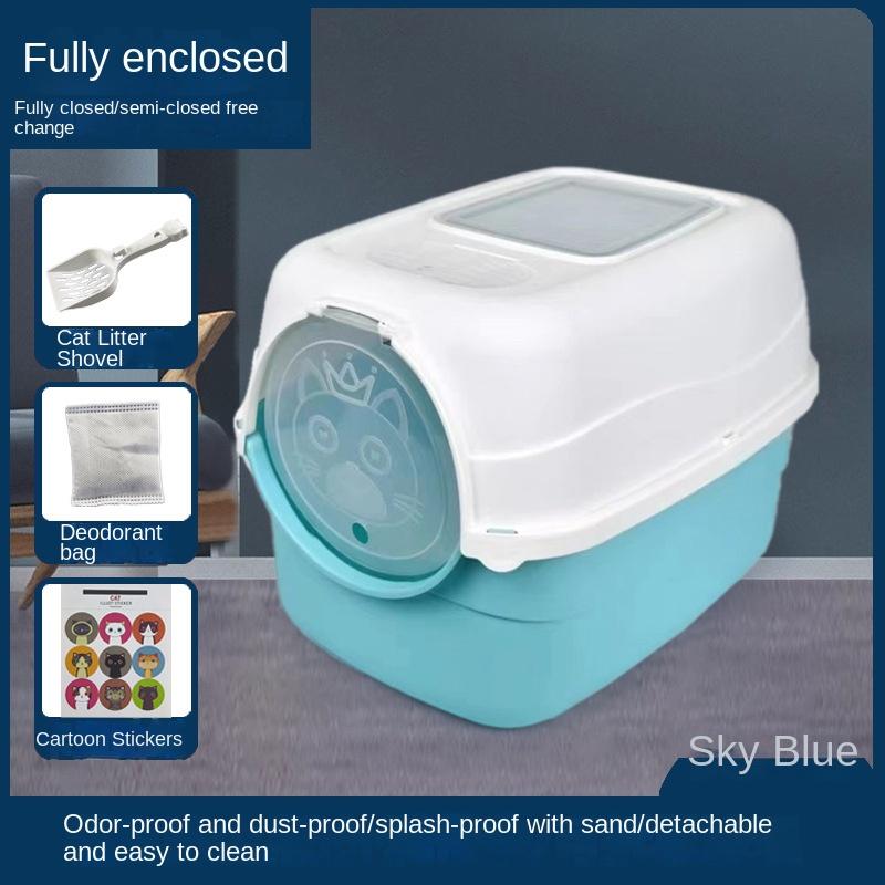 Cat Litter Box Fully Enclosed Cat Toilet Extra Large Deodorizing Anti-Splash with Sand Kitten Sand Poop Box Cat Supplies 7