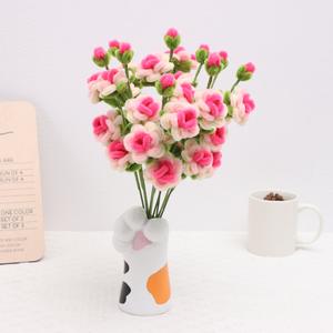 12PCS Chenille Mini Rose Branchese for Wedding Home Floral Decor(without vase)